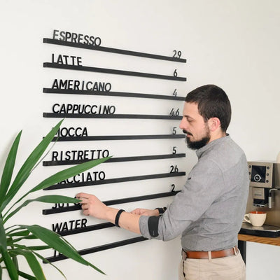 Wall Hanging Menu Board with Black Oak Rails
