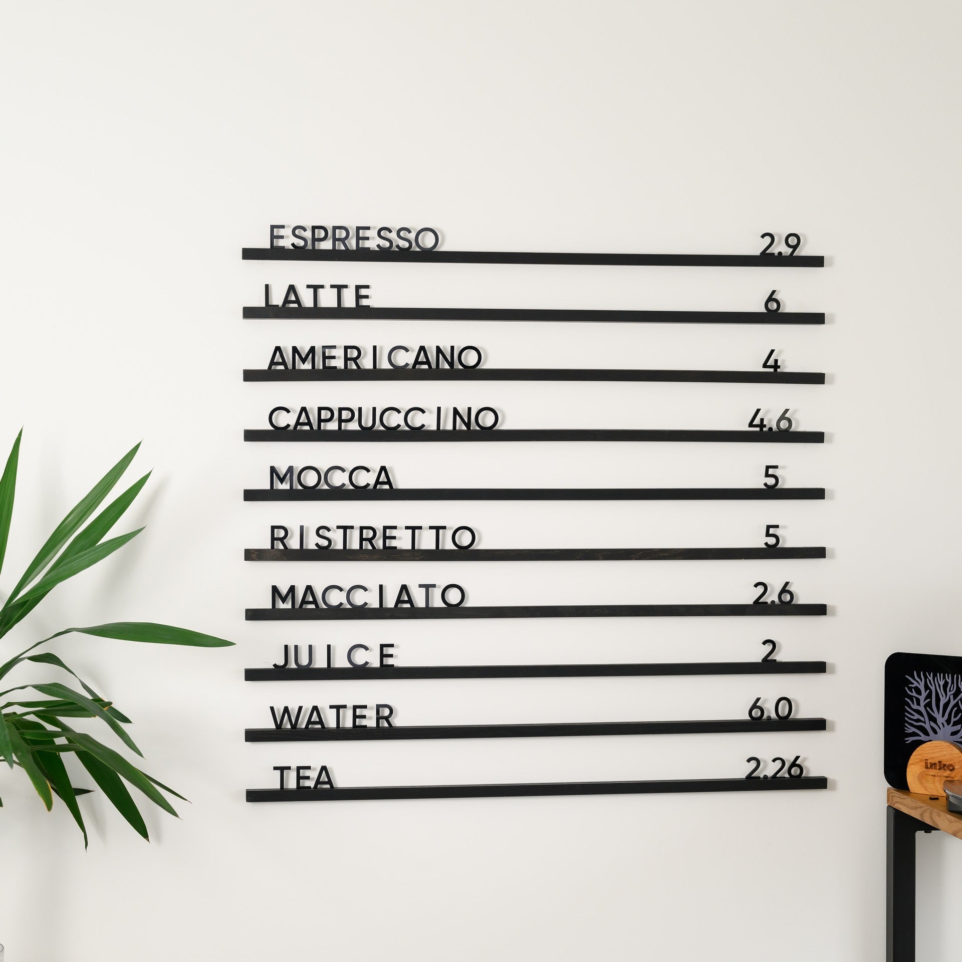 Wall Hanging Menu Board with Black Oak Rails - inkohoreca - shop