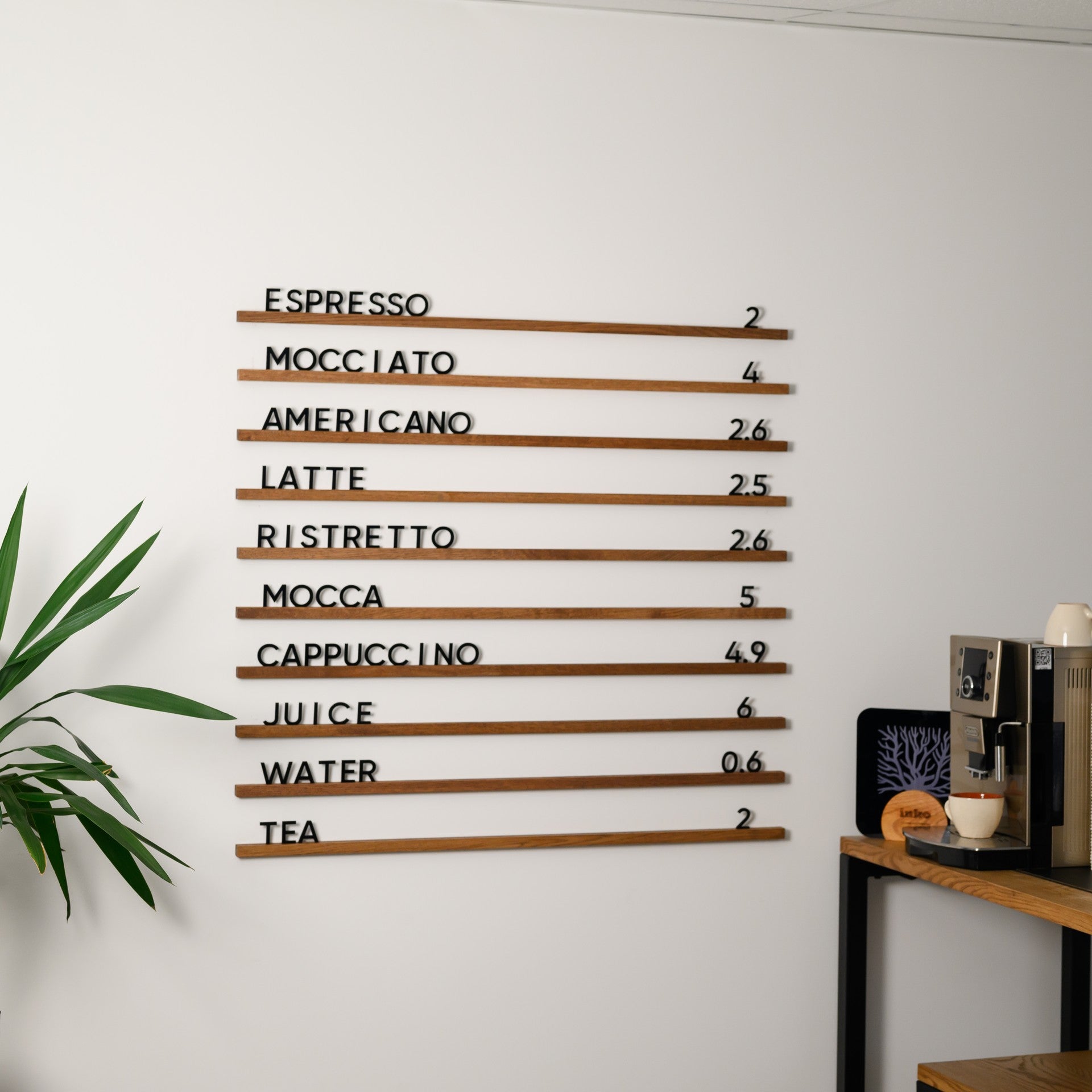 Wall Hanging Menu Board with Brown Oak Rails - inkohoreca - shop