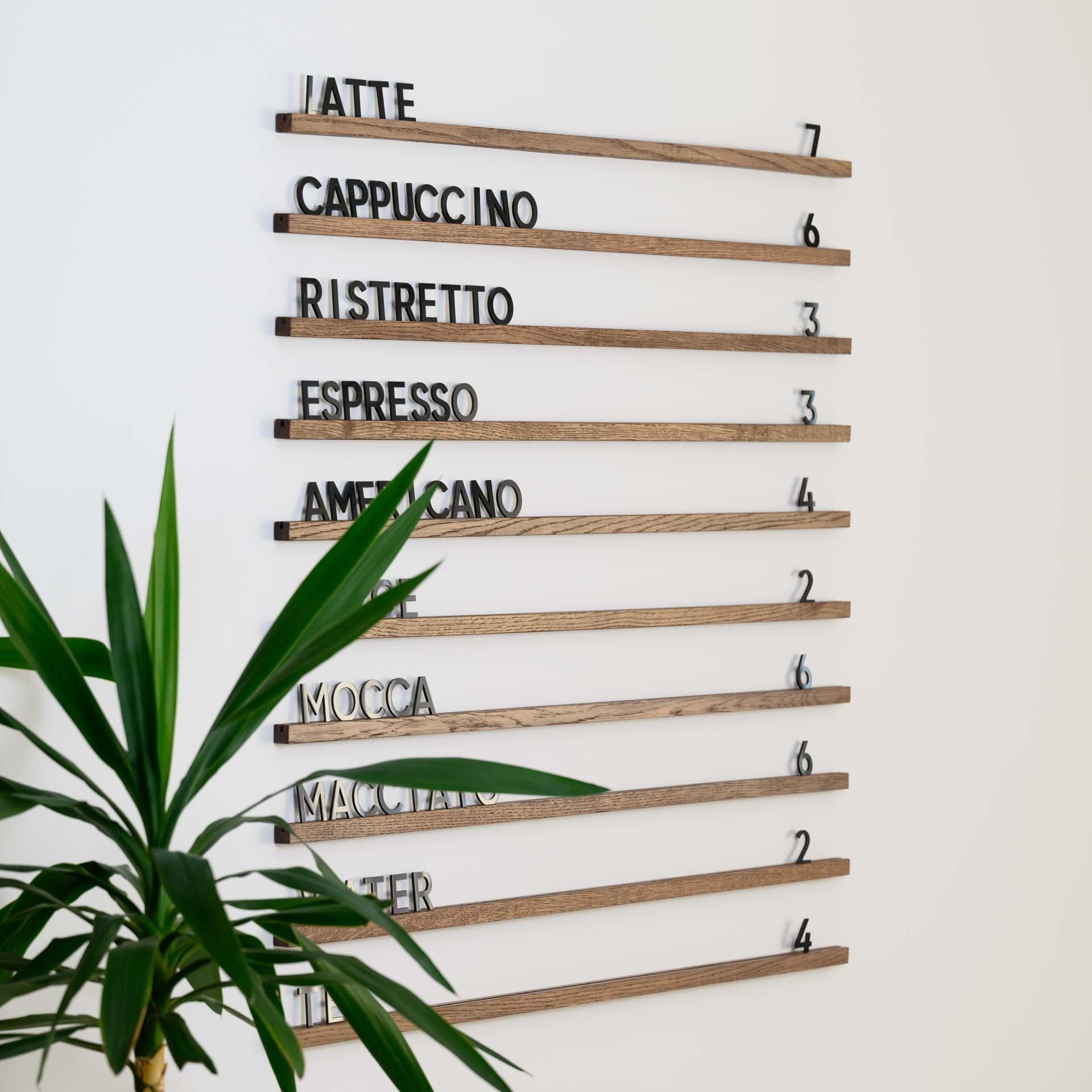 Wall Hanging Menu Board with Brown Oak Rails - inkohoreca - shop