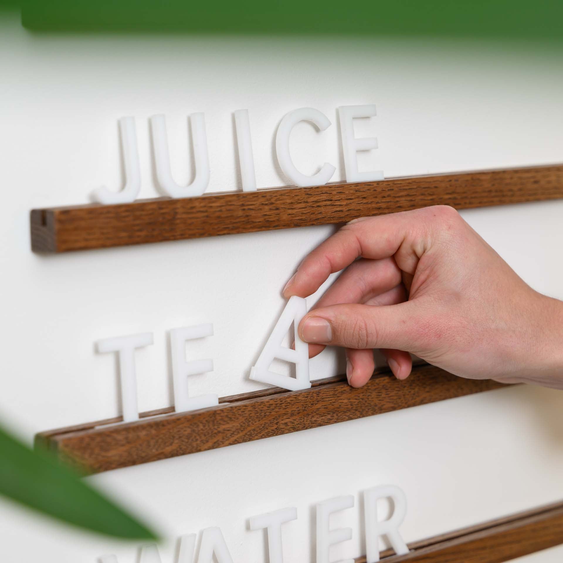 Wall Hanging Menu Board with Brown Oak Rails - inkohoreca - shop