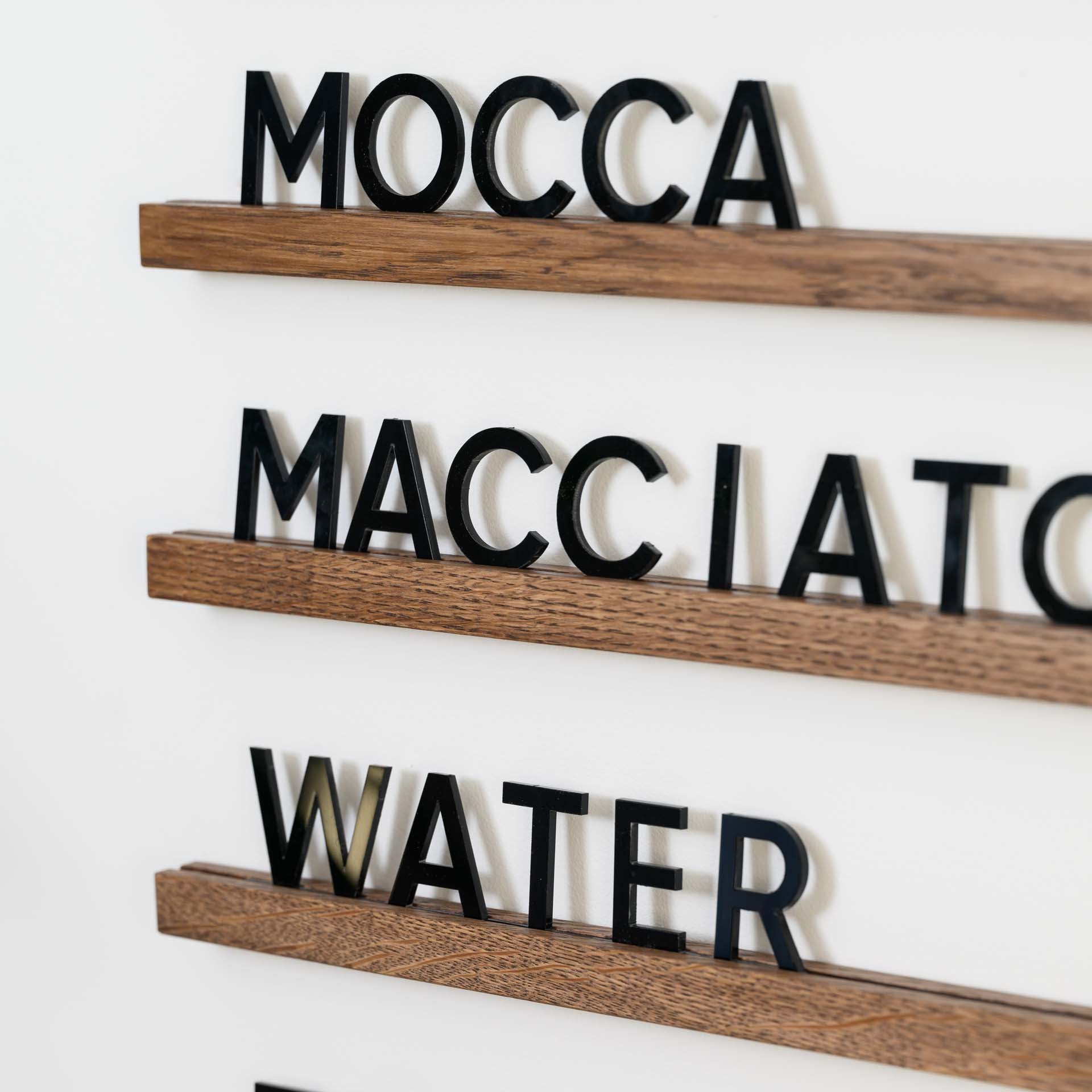 Wall Hanging Menu Board with Brown Oak Rails - inkohoreca - shop