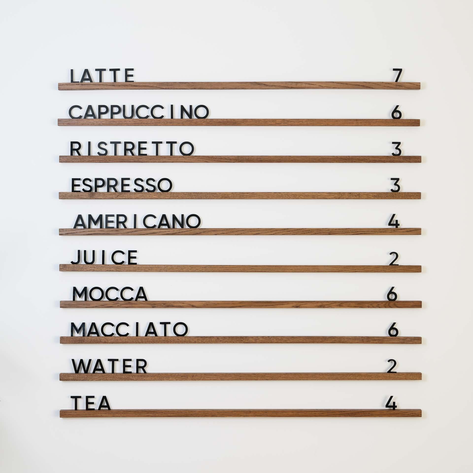 Wall Hanging Menu Board with Brown Oak Rails - inkohoreca - shop