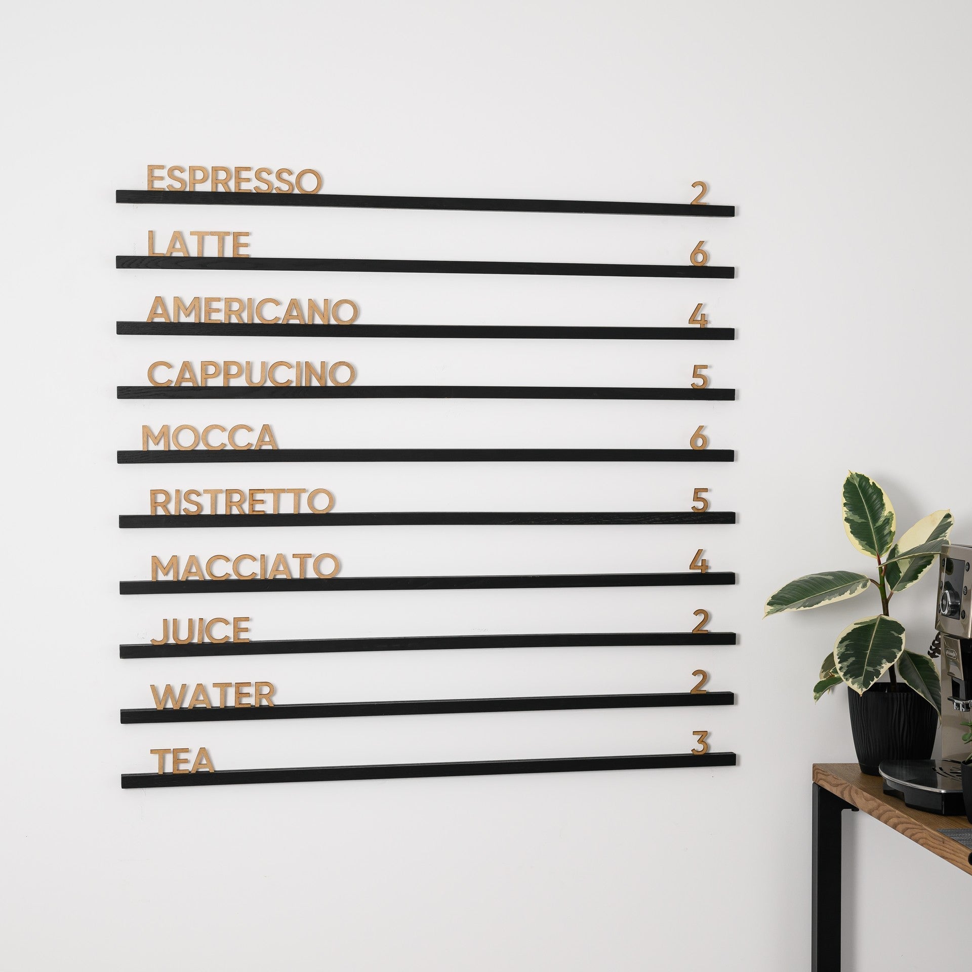 Wall Hanging Menu Board with HDF Letters and Coloured Rails - inkohoreca - shop