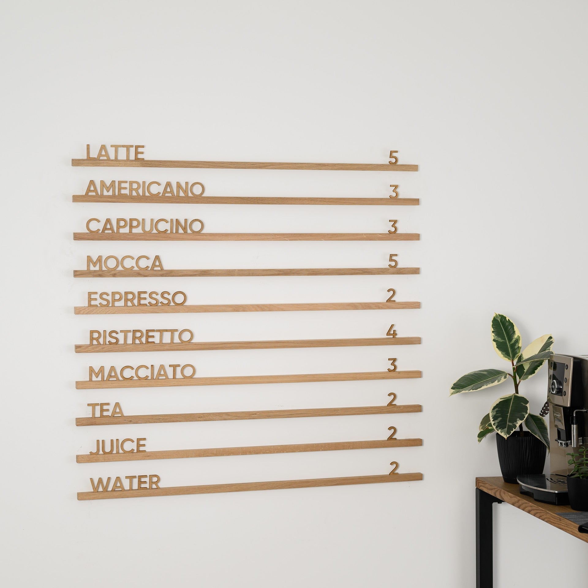 Wall Hanging Menu Board with HDF Letters and Oaken Rails - inkohoreca - shop