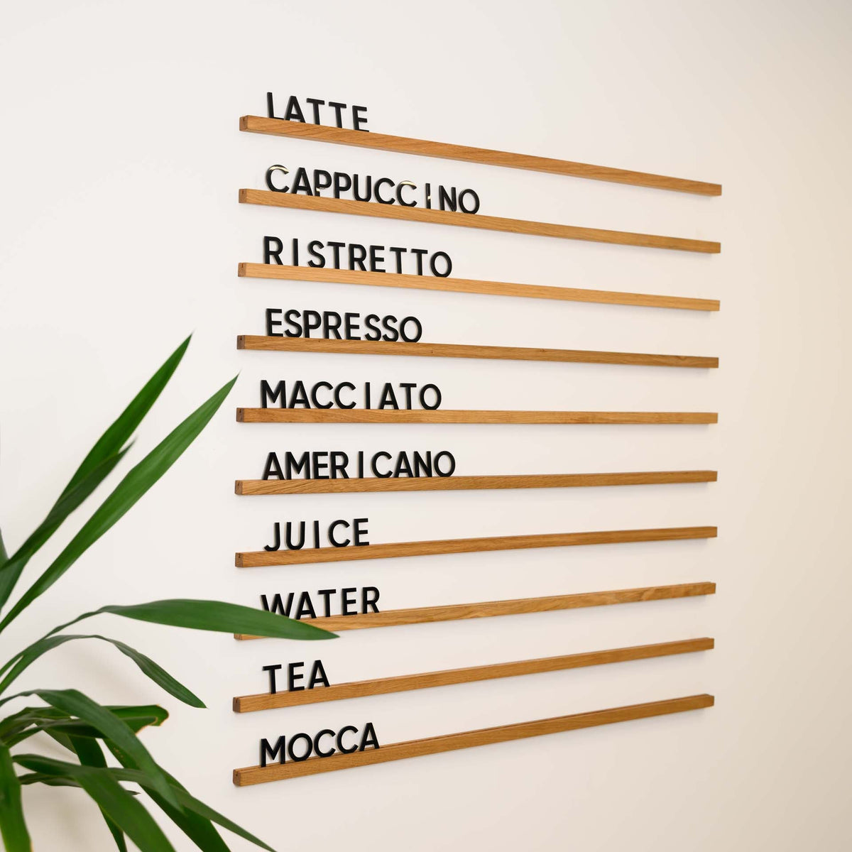 Wall Hanging Menu Board with Oak Rails | Restaurant Menu Display