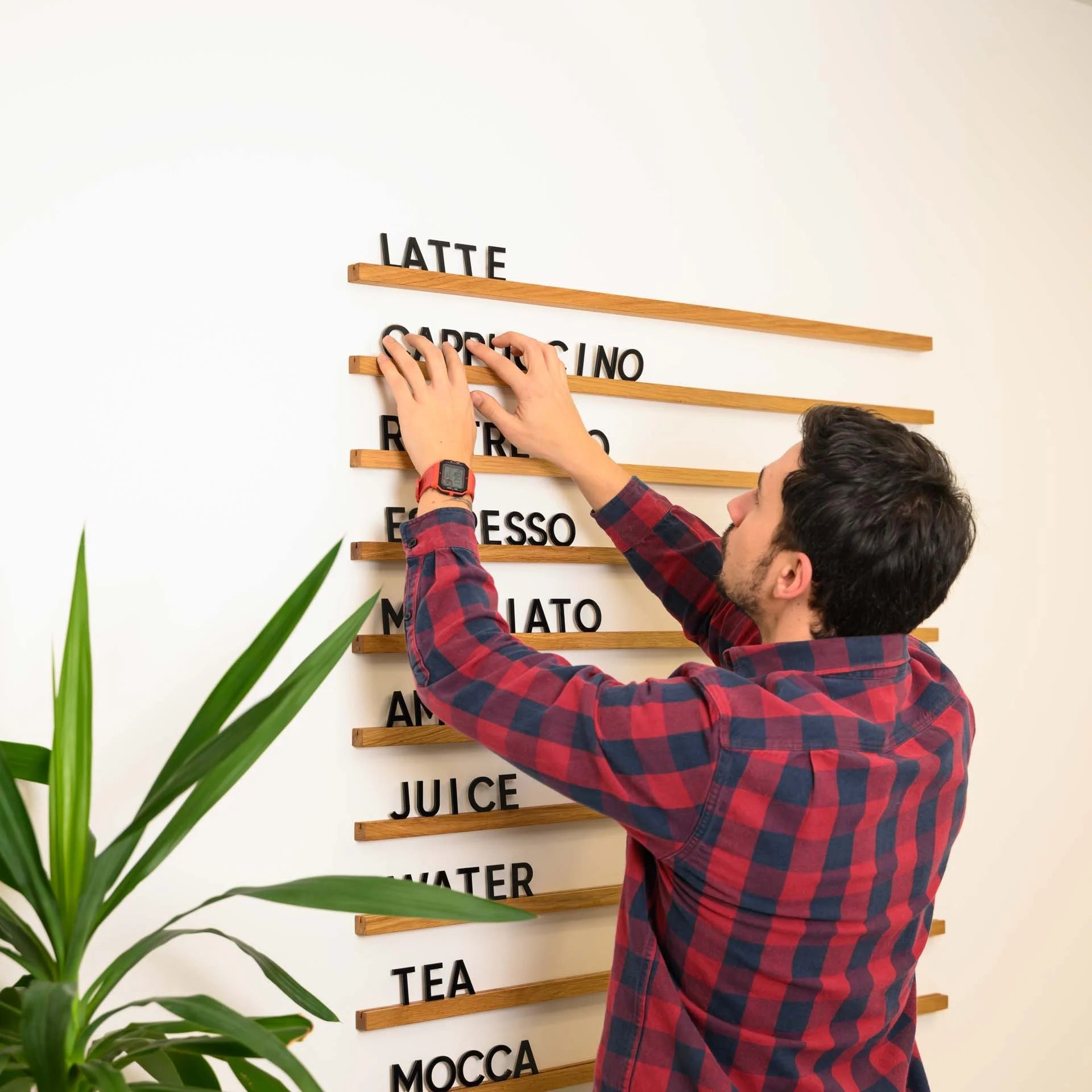 Wall Hanging Menu Board with Oiled Oak Rails - inkohoreca - shop