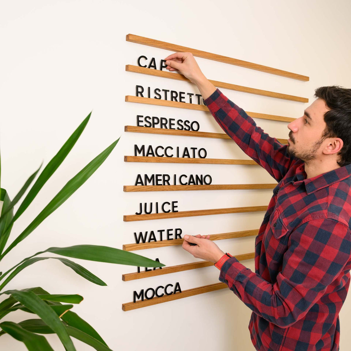 Wall Hanging Menu Board with Oak Rails | Restaurant Menu Display