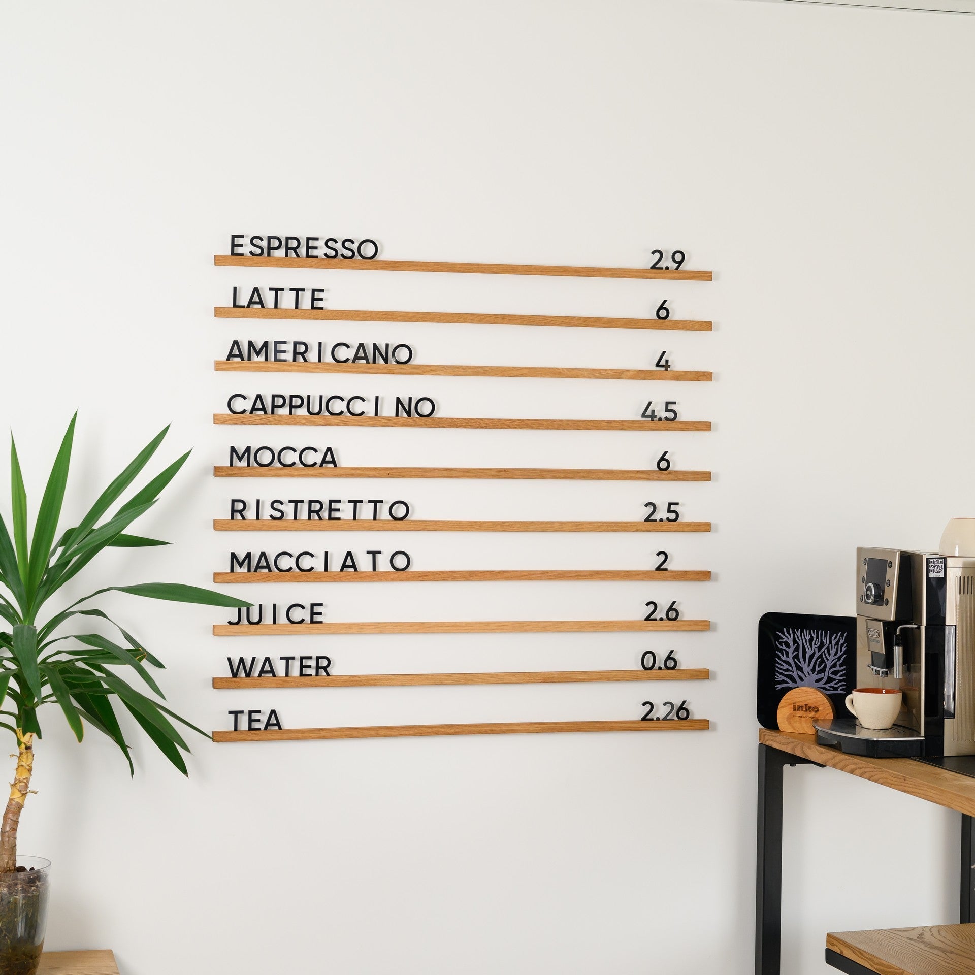 Wall Hanging Menu Board with Oiled Oak Rails - inkohoreca - shop