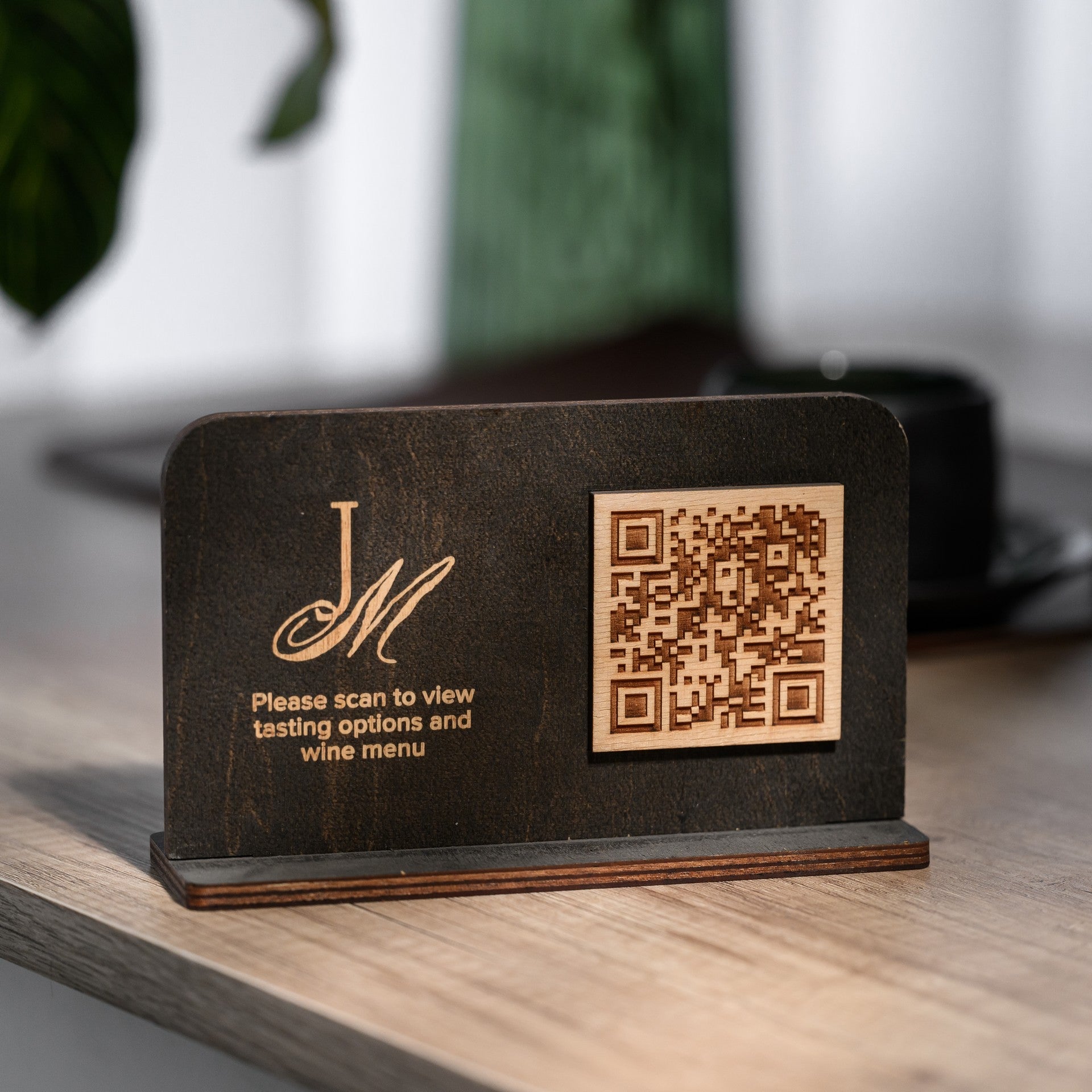 Wooden Horizontal Table Stand with QR Code Menu Sign (QP03) - inkohoreca - shop