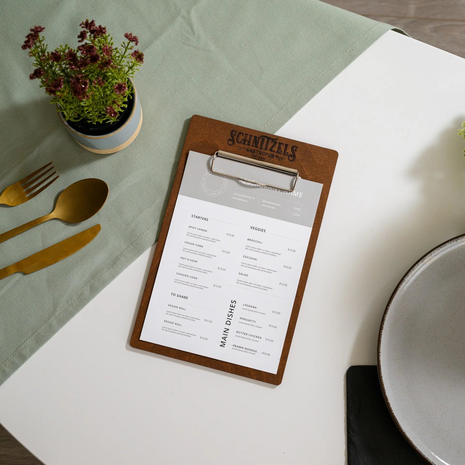 Wooden Menu Board with Binder (P08A5) - inkohoreca - shop