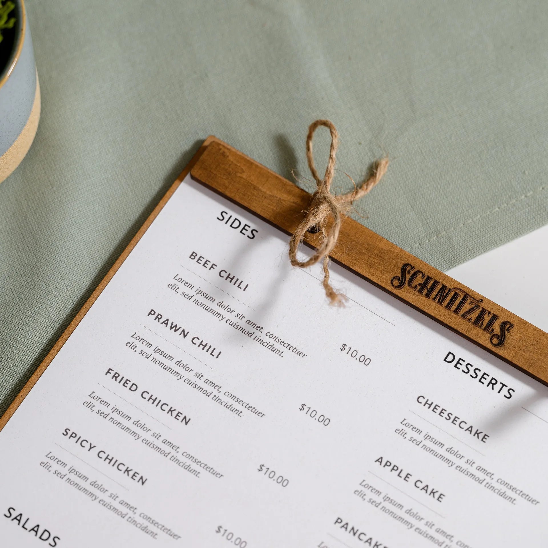 Wooden Menu Board with Fastening by Plank (P07A4) - inkohoreca - shop