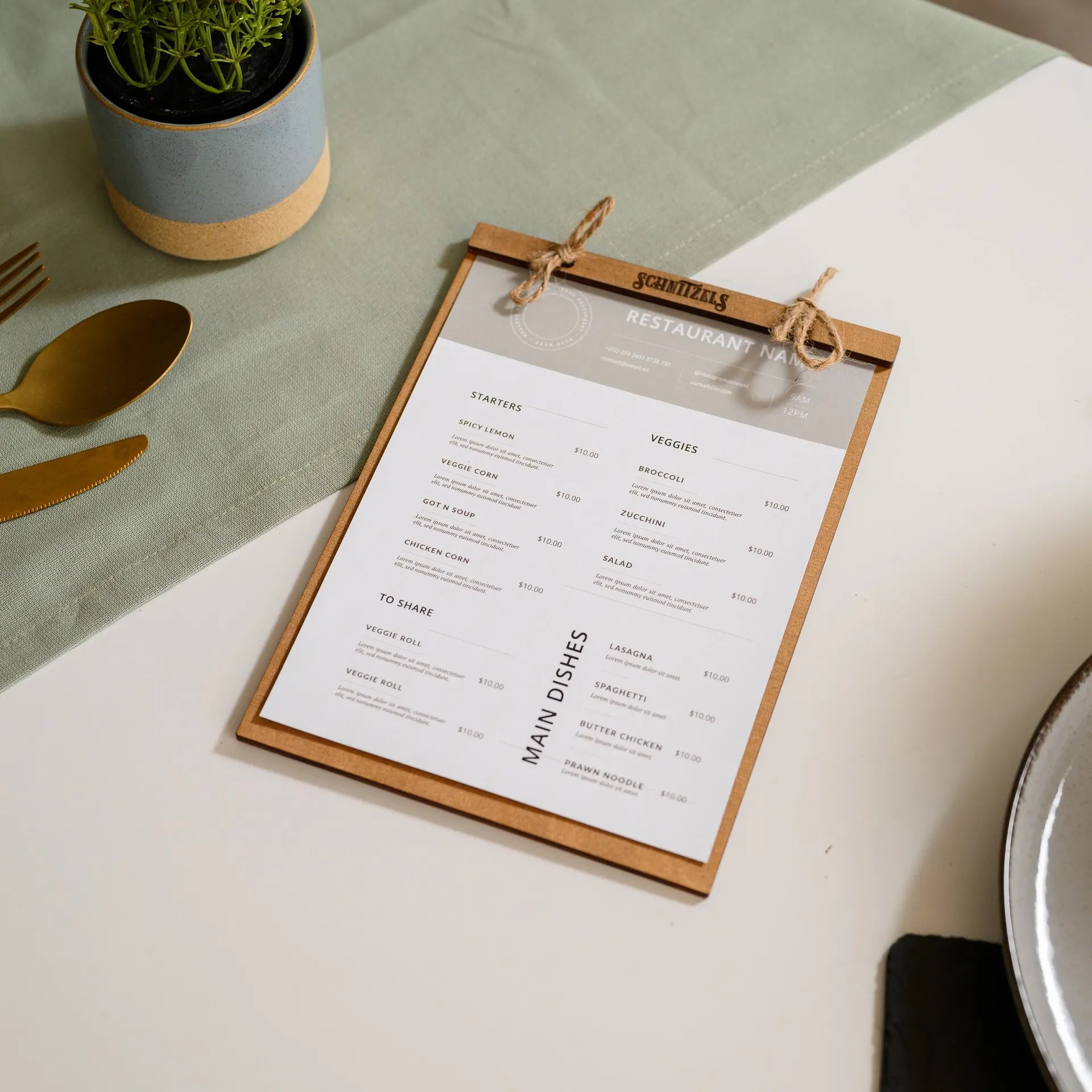 Wooden Menu Board with Fastening by Plank (P07A5) - inkohoreca - shop