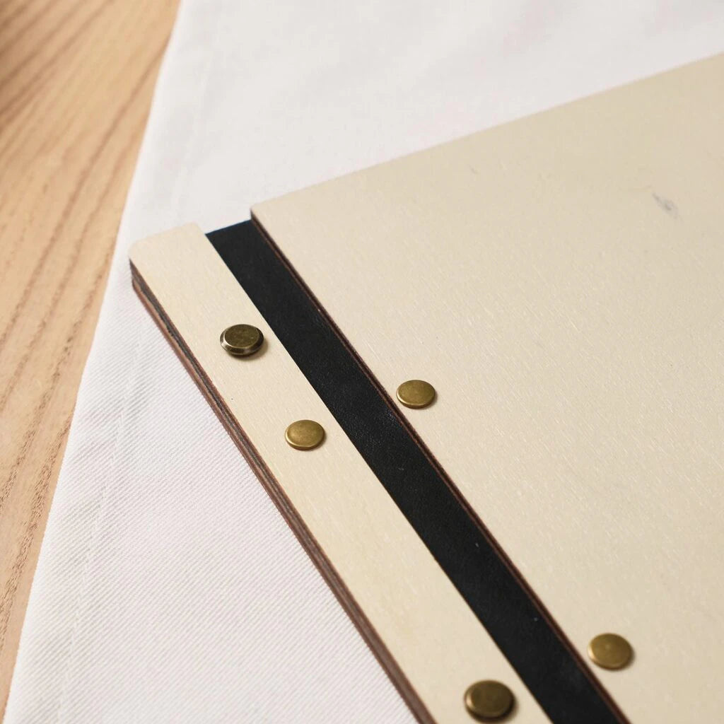 Wooden Menu Cover with UV Print Branding in Ivory color (M01)