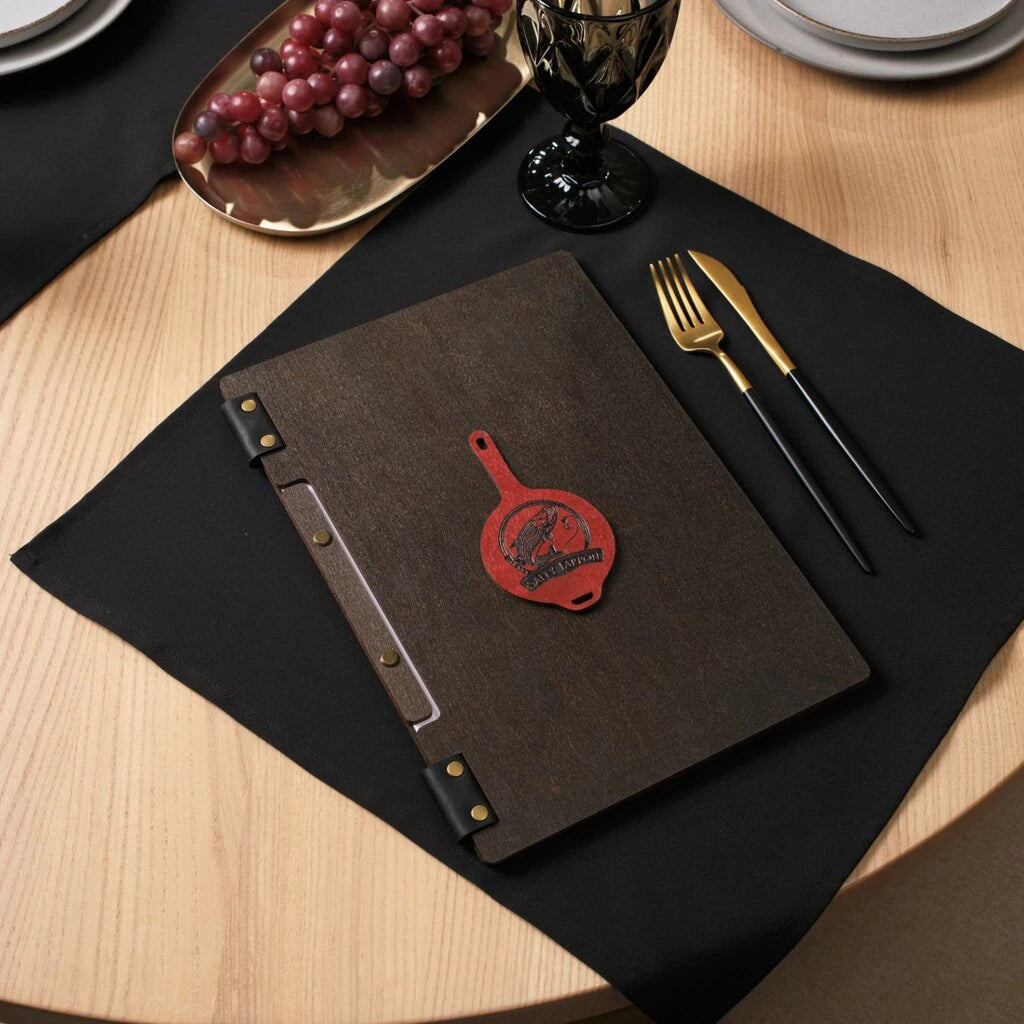 Wooden Menu Cover with 3D Applied Element in Wenge color (M02A4)
