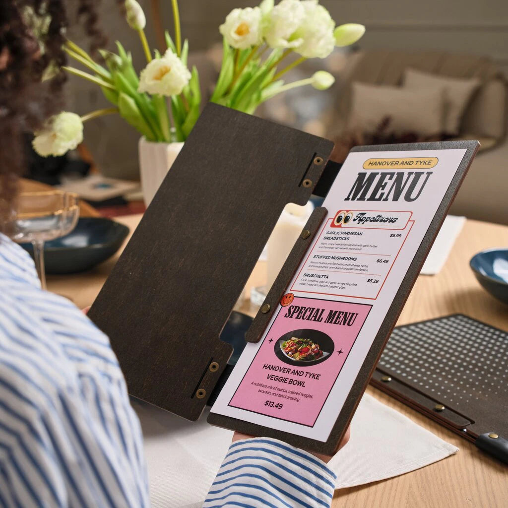 Wooden Wine List Cover with UV Print Branding in Rosewood color (M02)