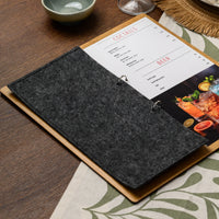 Ring-Bound Menu Board with Felt Cover and Engraving (P21A8)