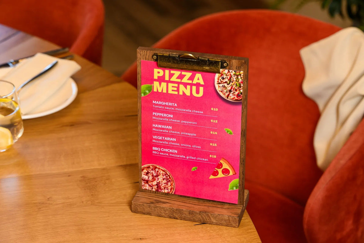 Wooden Menu Holder with Brass Binder suitable for A5 or Half Letter sheets (TT428A5) - inkohoreca - shop