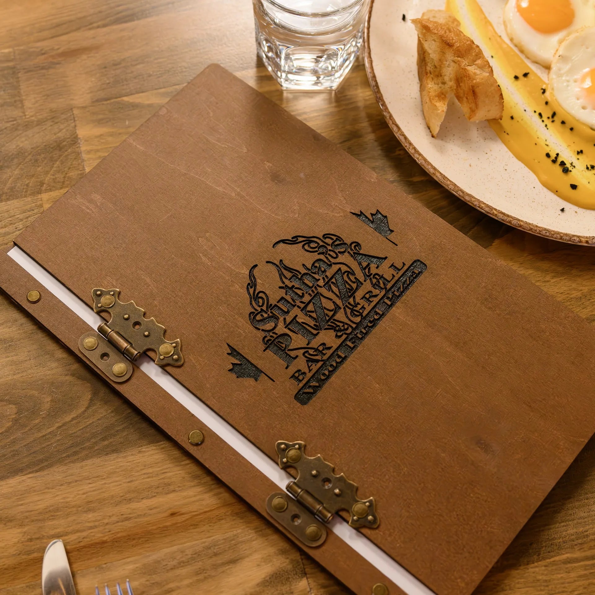 Wooden Menu Holder with Brass Hinges (M05A1) - inkohoreca - shop