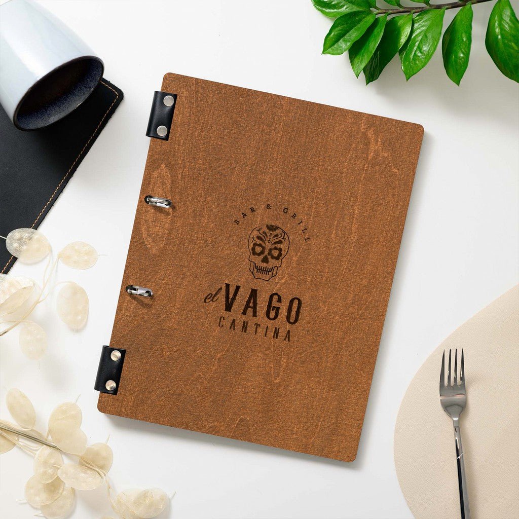 Wooden Menu Holder with Ring Binder Mechanism (M04A2) - inkohoreca - shop