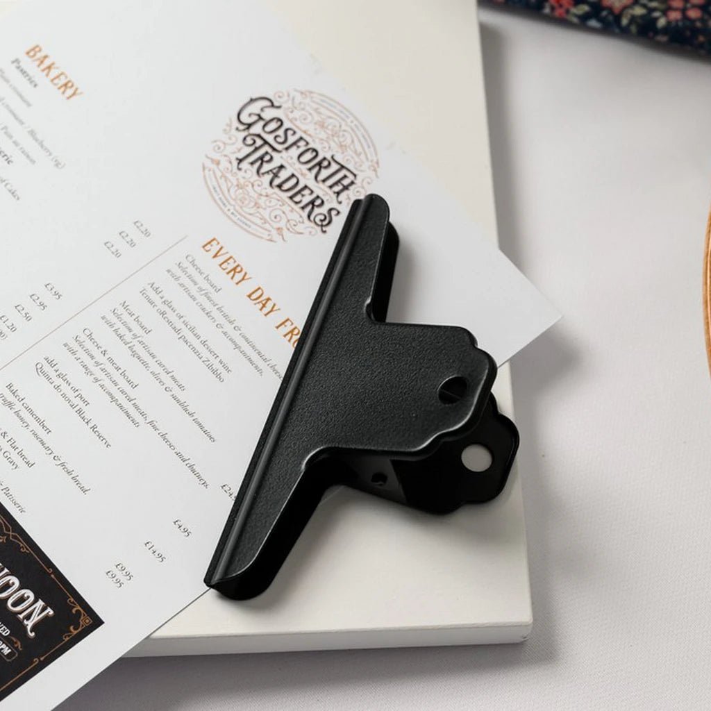 Wooden Oaken Menu Holder with coloured clip in White (TT426A5) - inkohoreca - shop