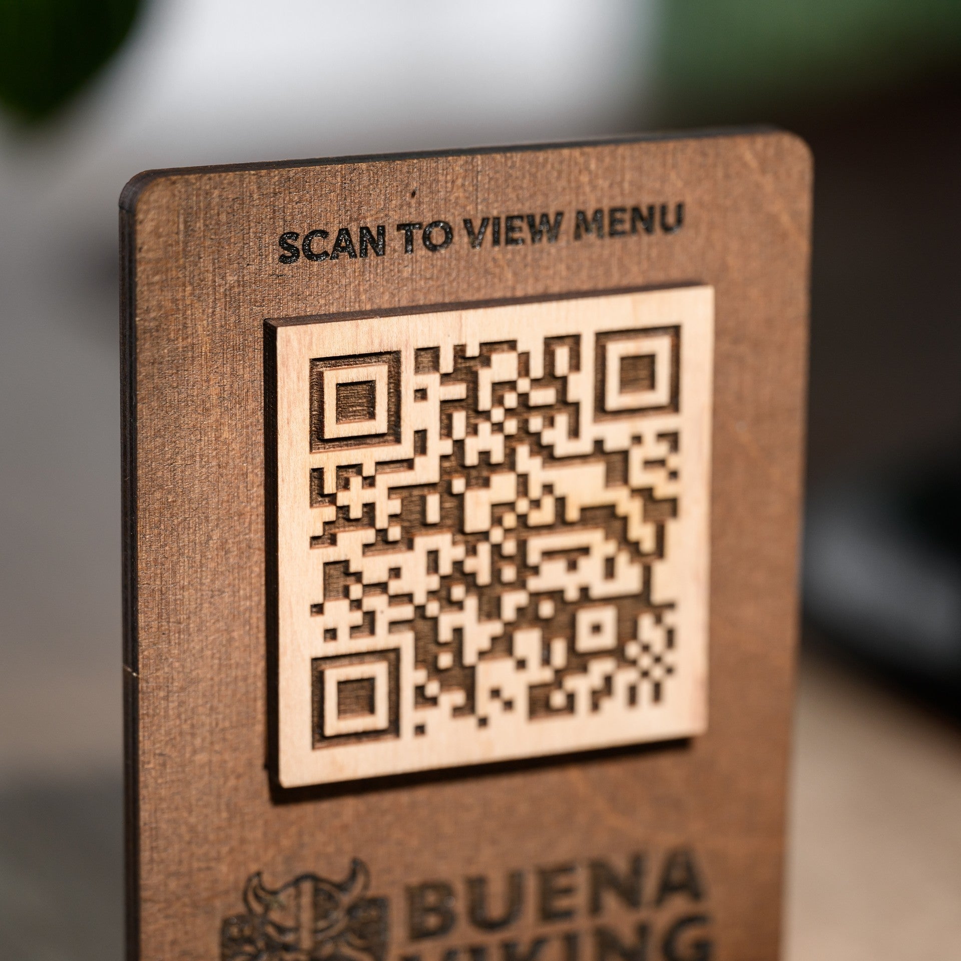 Wooden Table Stand with QR Code Menu Sign (QP02) - inkohoreca - shop