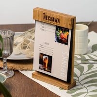 Table Tent with Magnetic Engraved Oak Bar and Felt Panel
