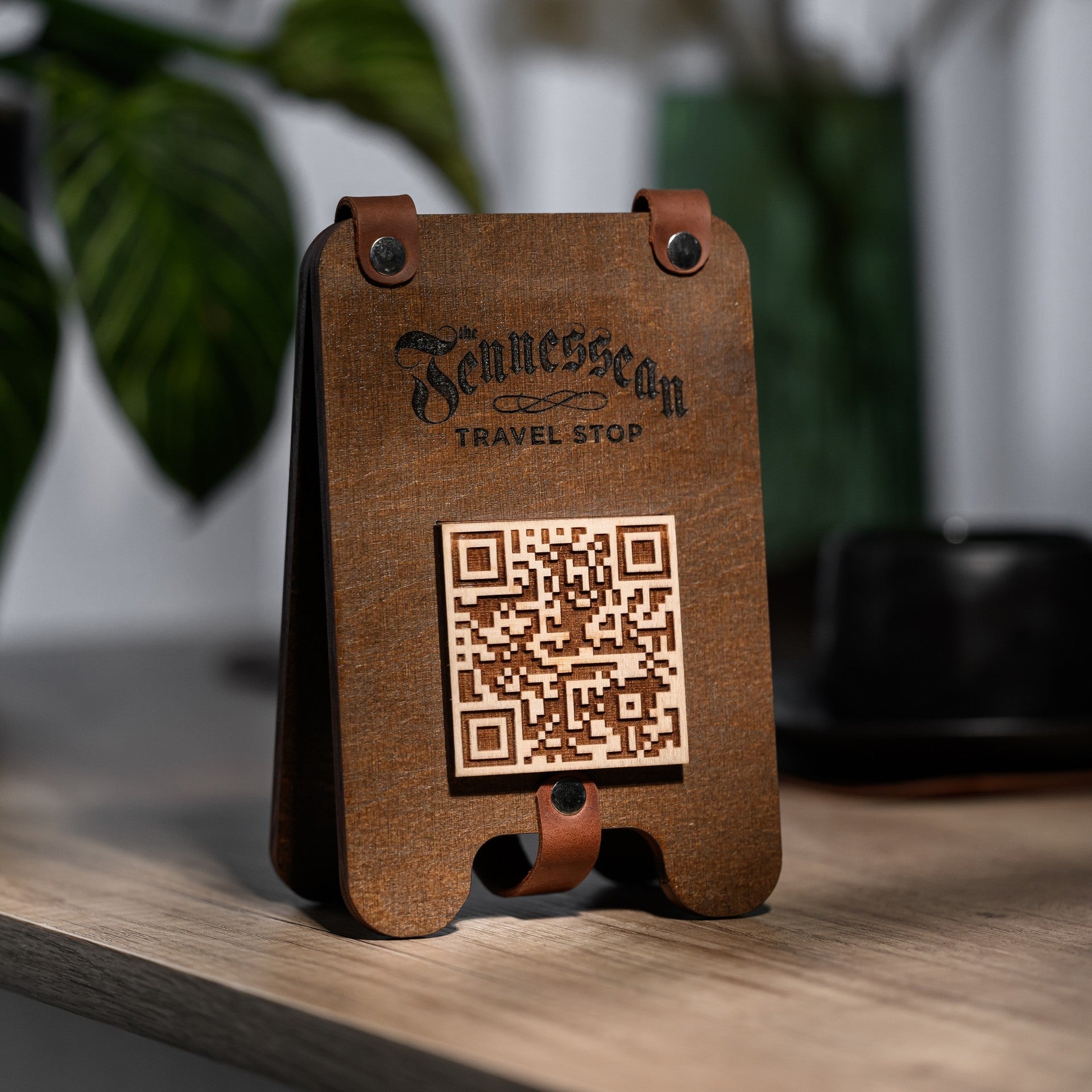 Wooden Tabletop with QR Code Menu Sign (QP04) - inkohoreca - shop