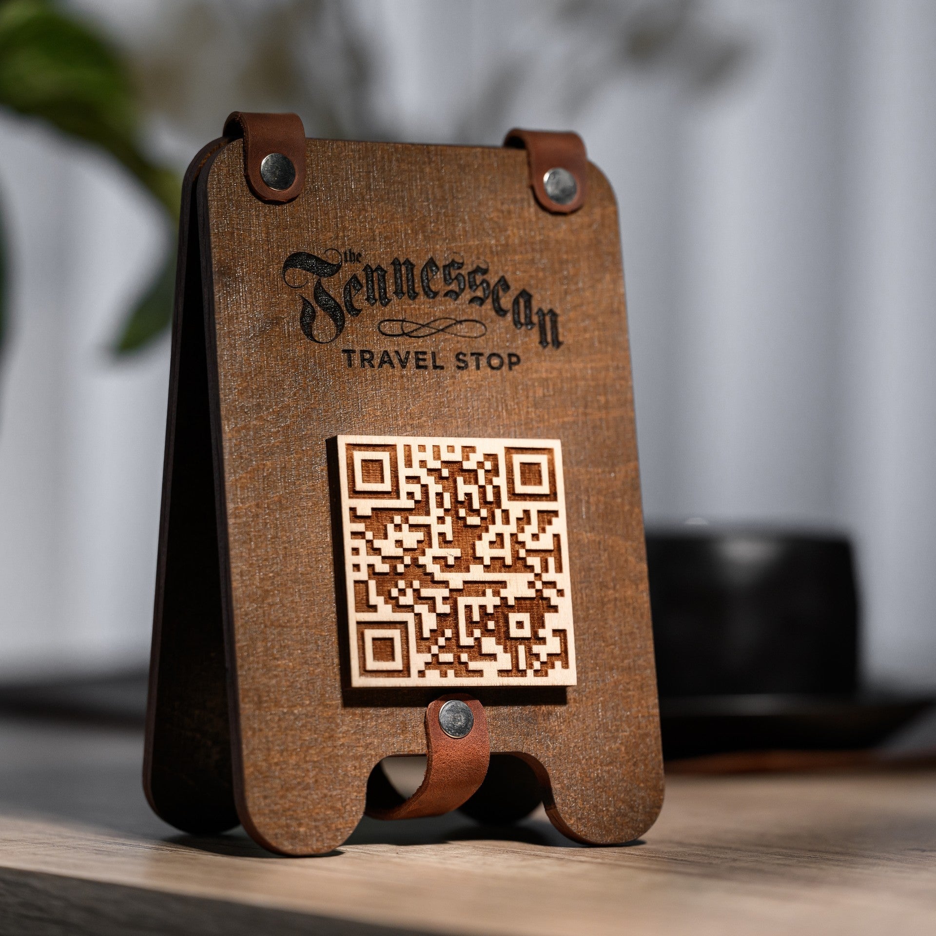 Wooden Tabletop with QR Code Menu Sign (QP04) - inkohoreca - shop