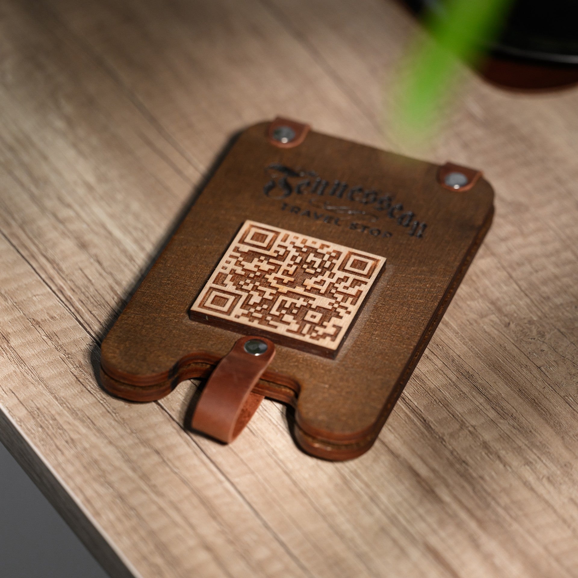 Wooden Tabletop with QR Code Menu Sign (QP04) - inkohoreca - shop