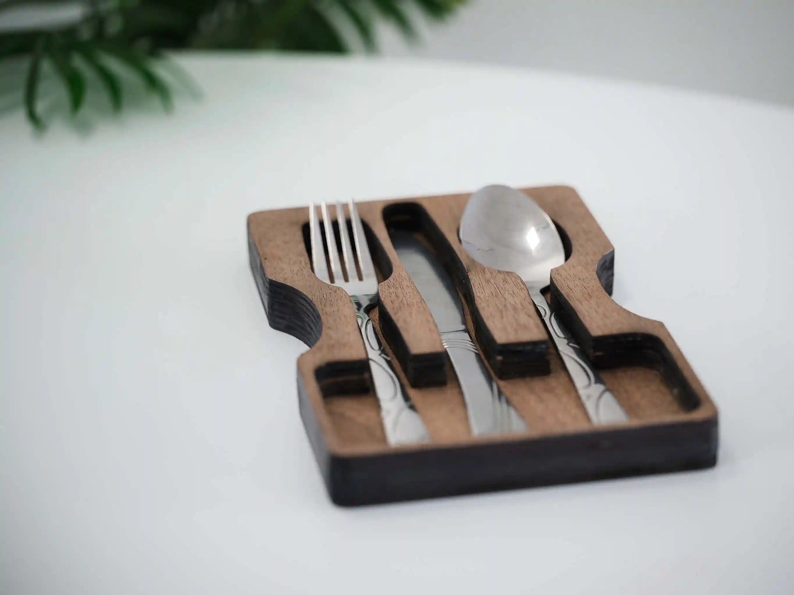 Wooden Cutlery Holder with Shaped Notch