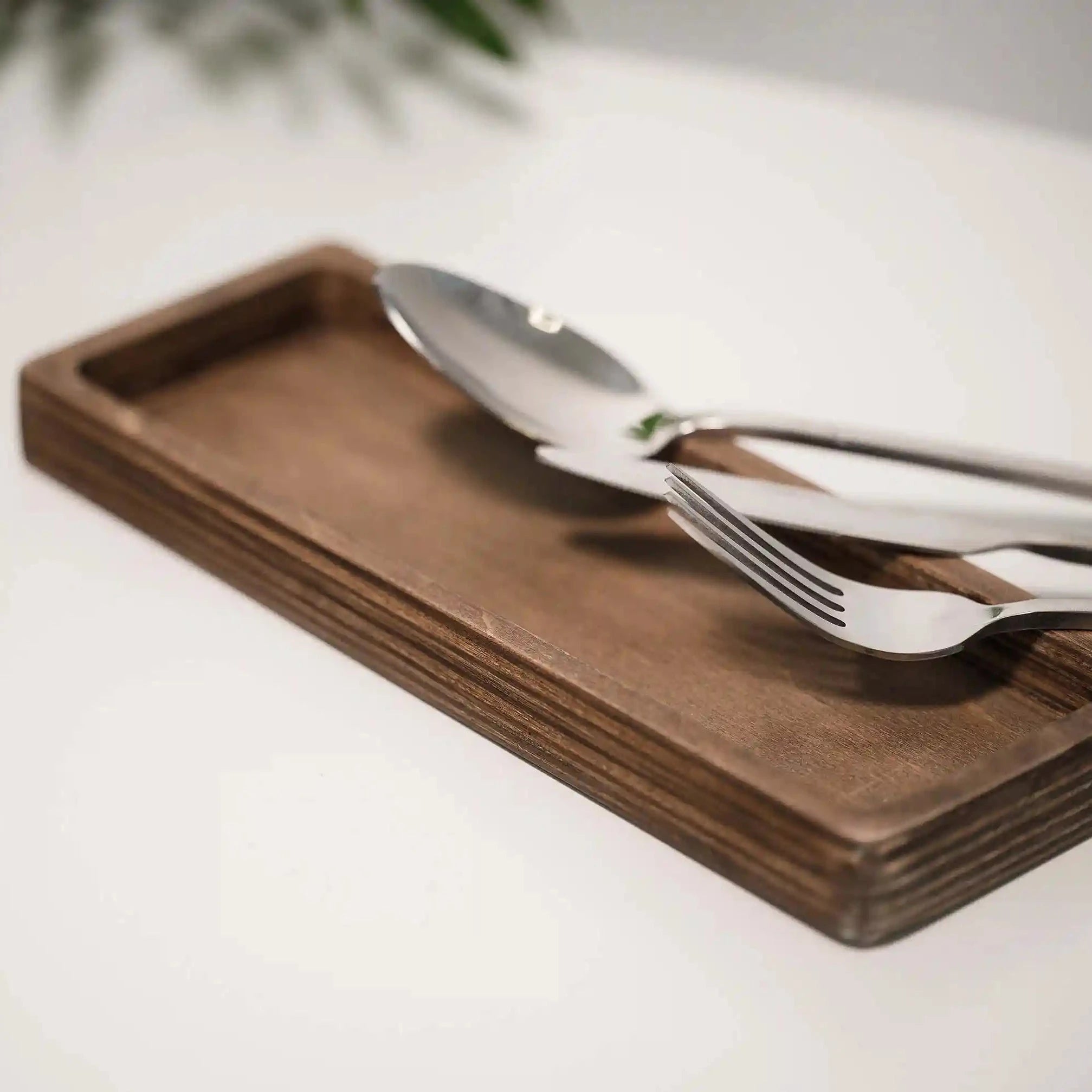 Wooden Cutlery Holder with Shaped Notch