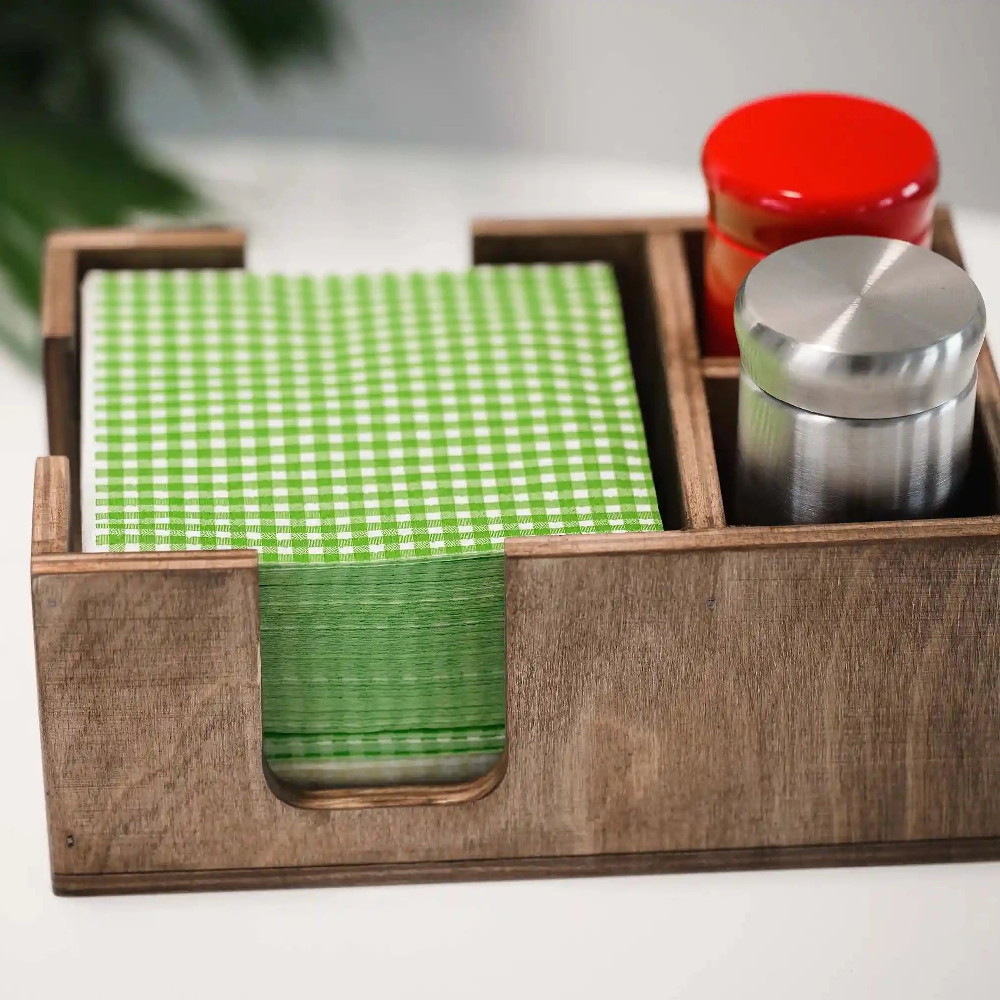 Wooden Cutlery And Napkin Holder