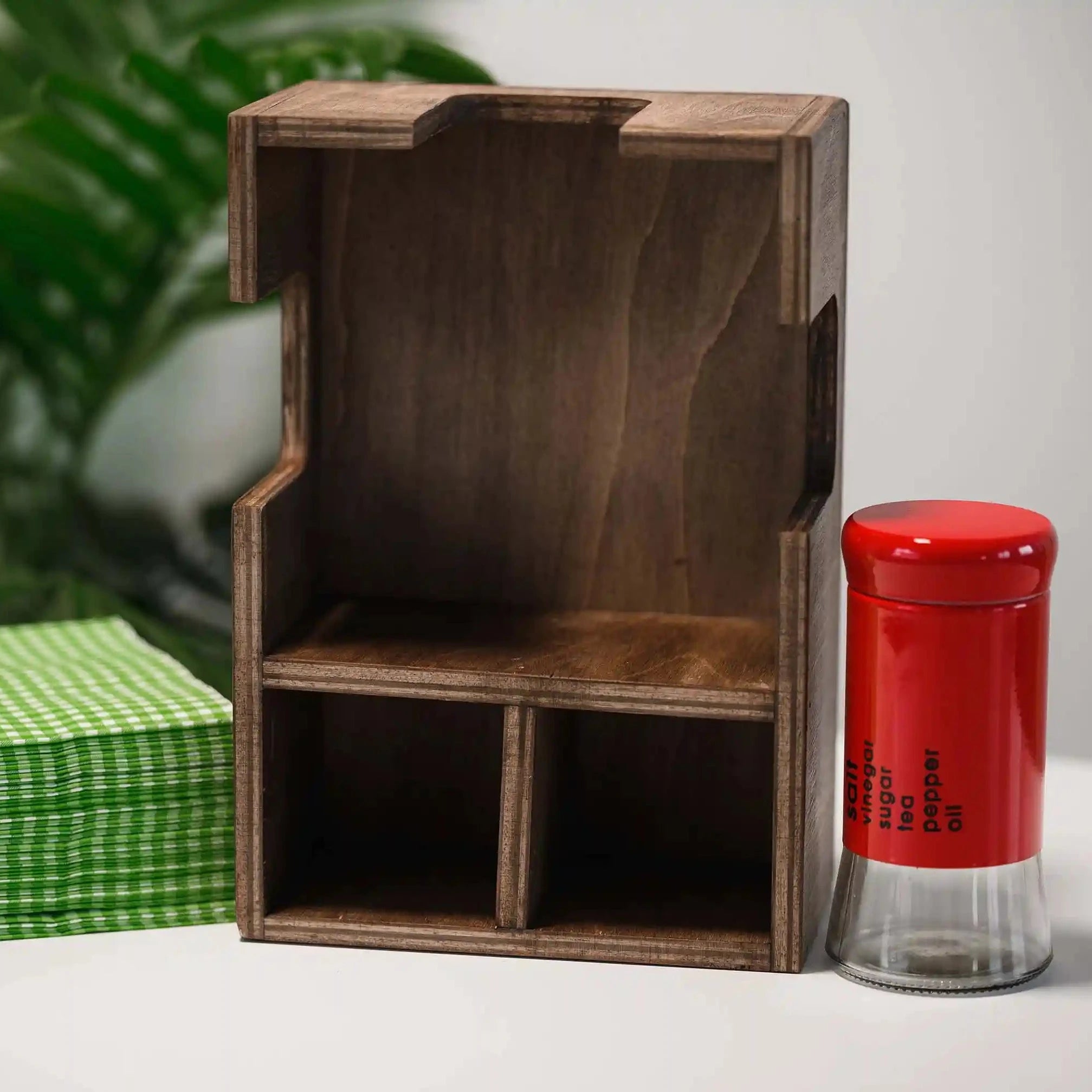 Wooden Cutlery And Napkin Holder