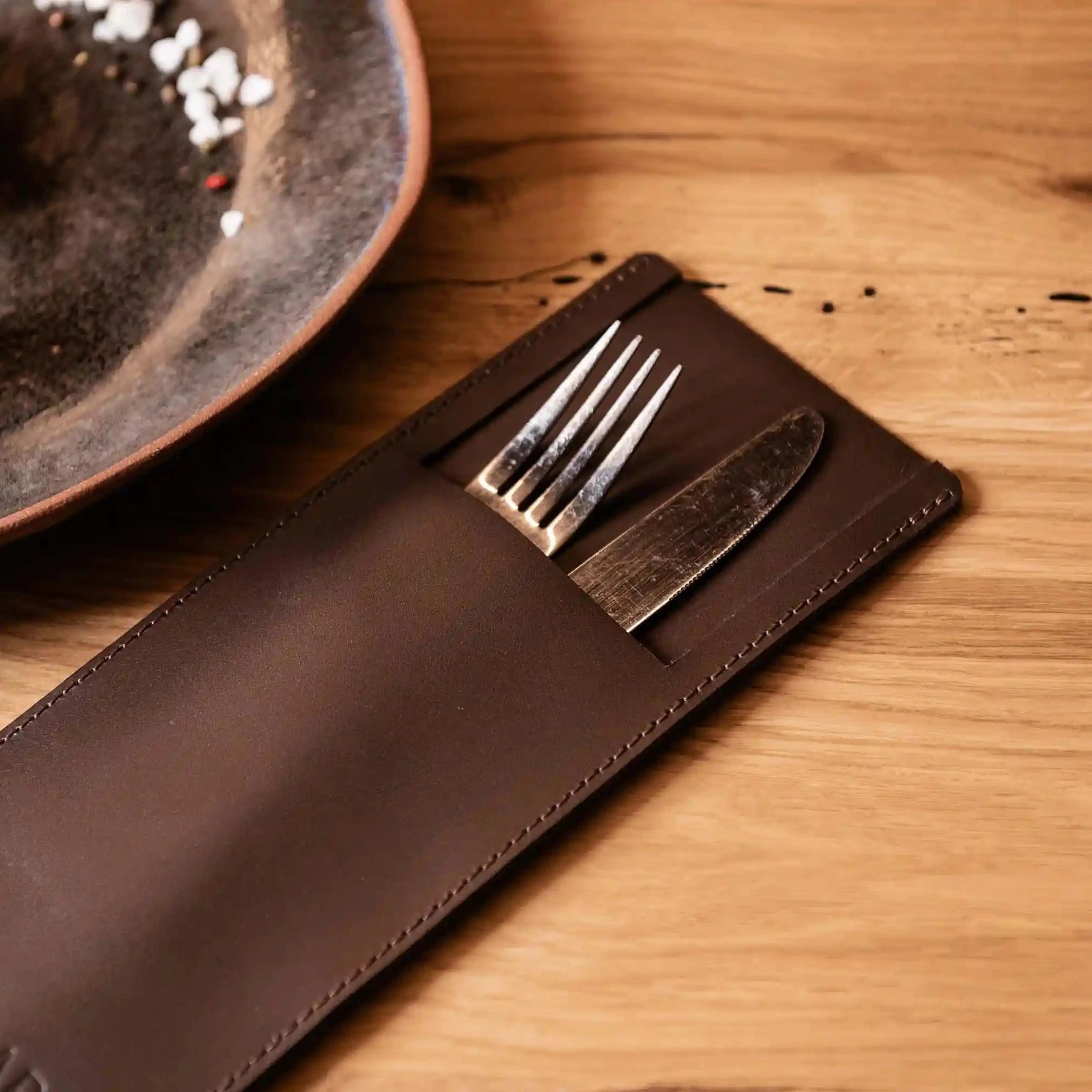 Leather Cutlery Holder with One Long Pocket (LC06) - inkohoreca - shop