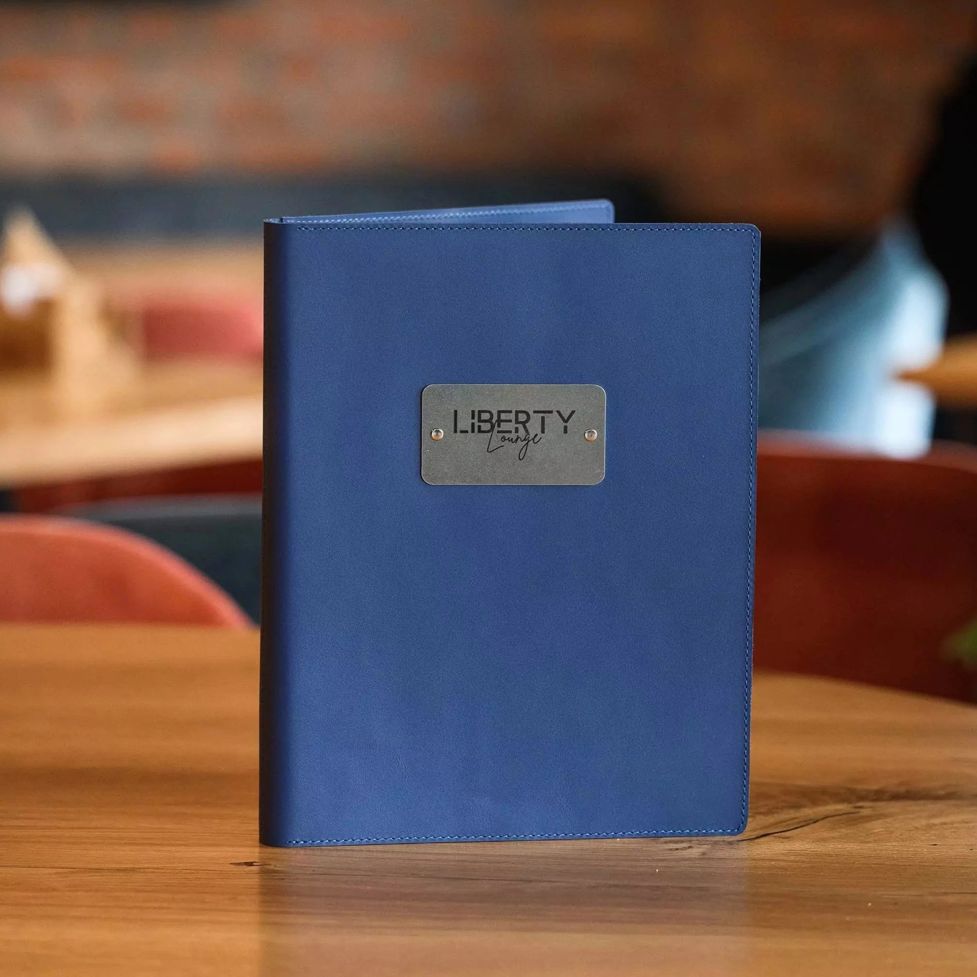 A4 Leather Menu Folder on Screws: Secure and professional menu presentation.