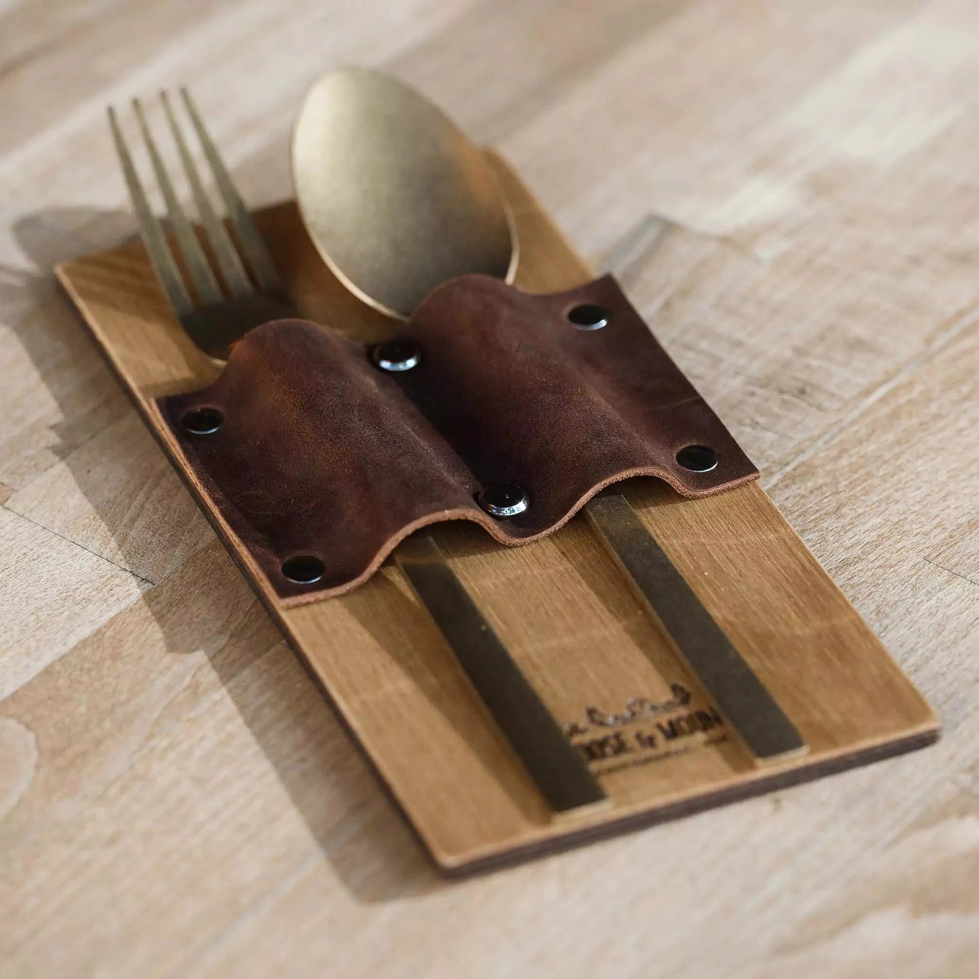 Wooden Cutlery Holder with Leather Holder (CHW08) - inkohoreca - shop