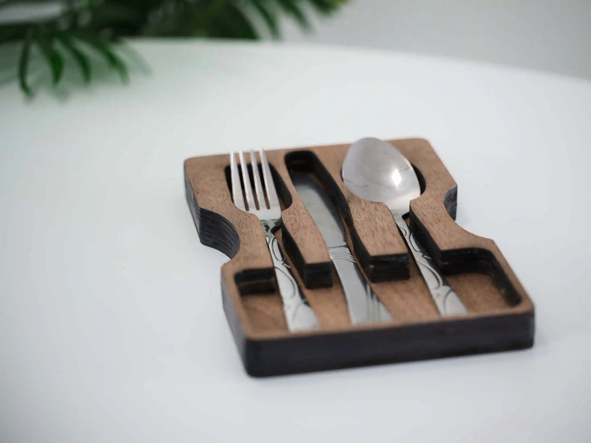 Wooden Cutlery Holder with Shaped Notch - inkohoreca - shop