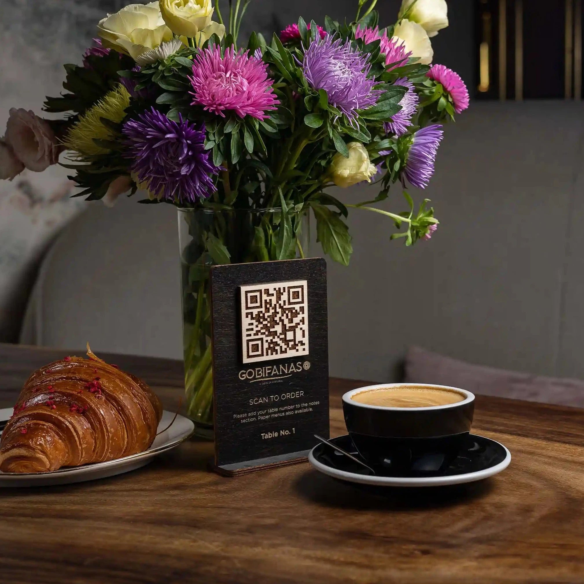 Wooden Table Stand with QR Code Menu Sign (QP02) - inkohoreca - shop